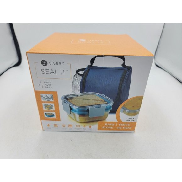 Libbey Glass Seal It 4 Piece Food Storage Vent Lid Dish - Picture 2 of 11